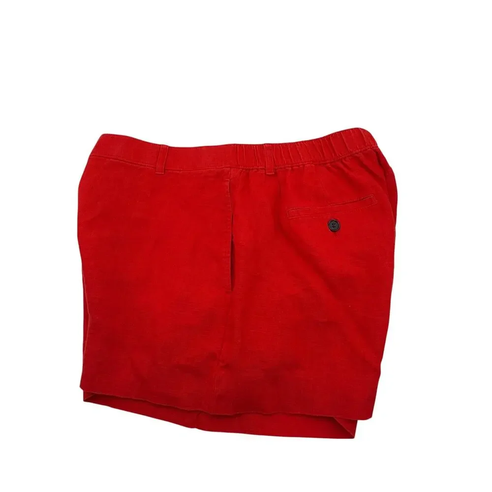 J.Crew Harbor Shorts Women’s Small Red 100% Linen Pull On Elastic Back 3” Inseam